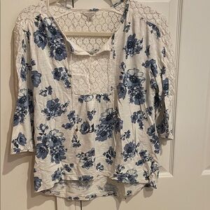 Sonoma Blue Floral Lace Blouse